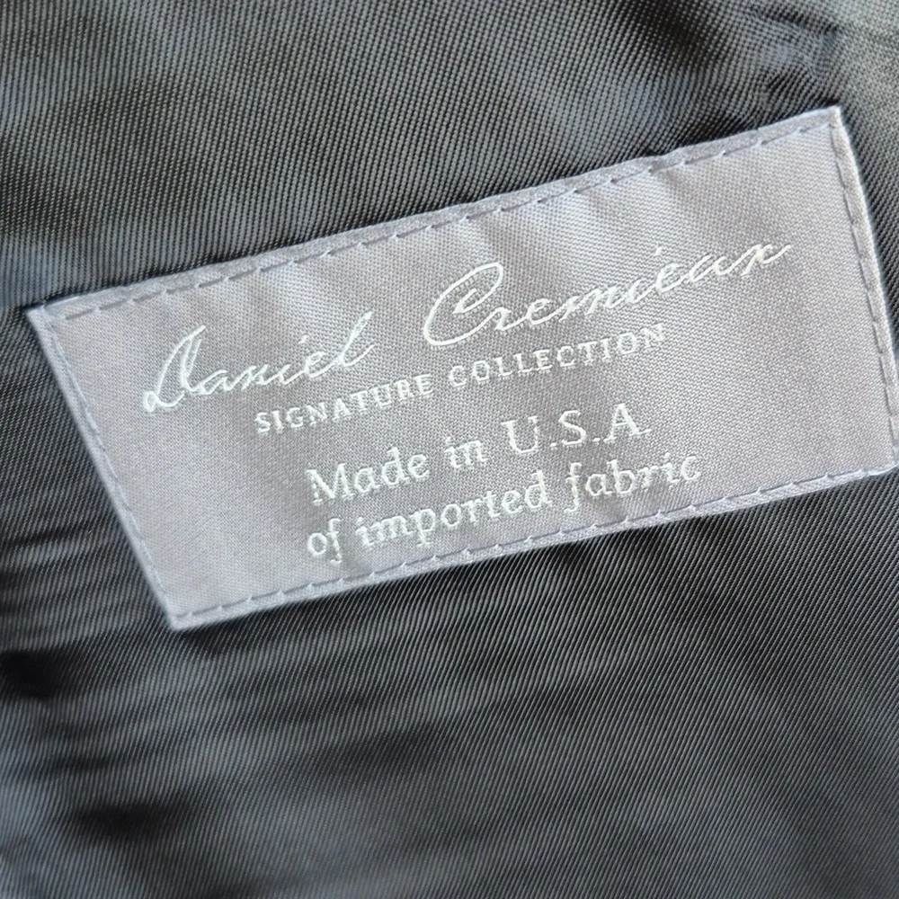 DANIEL CREMIEUX Black Dark Grey Loro Piana Super 170s Wool Sz 46 R Sport Coat - Picture 7 of 8